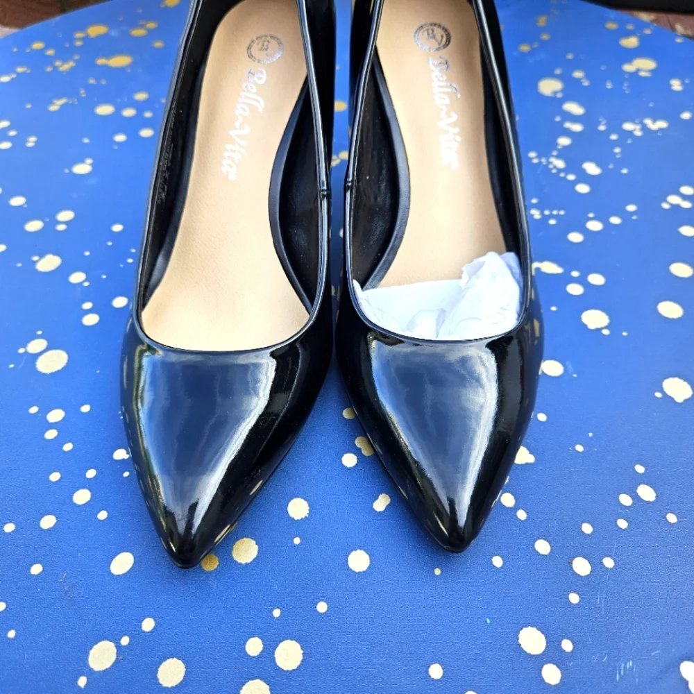 Bella Vita Define ll Black Pat Heels Shoes Women's Size 7.5 - Picture 5 of 15